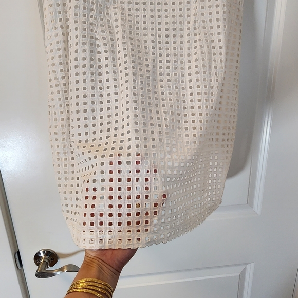 Alfred Sung White Cotton Dress sleevless high neck - Picture 4 of 6